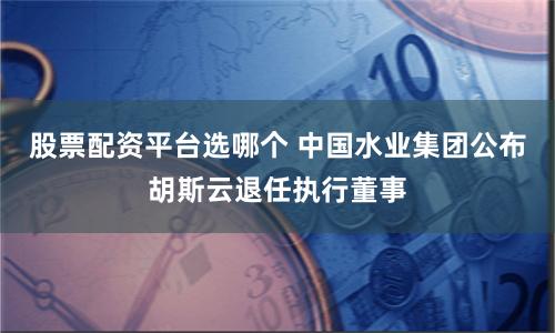 股票配资平台选哪个 中国水业集团公布胡斯云退任执行董事