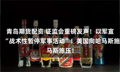 青岛期货配资 证监会重磅发声!以军宣布:“战术性暂停军事活动”!美国向哈马斯施压!